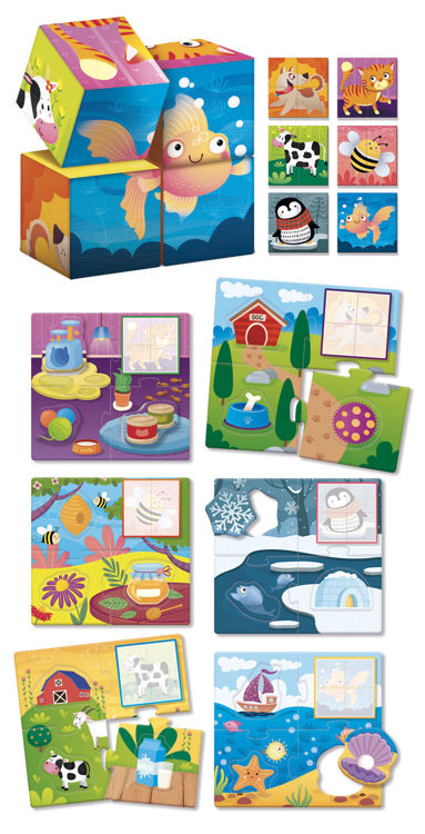 Εκπαιδευτικό παιχνίδι Μοντεσσόρι ξύλινα κυβάκια λογικής 2 σε 1