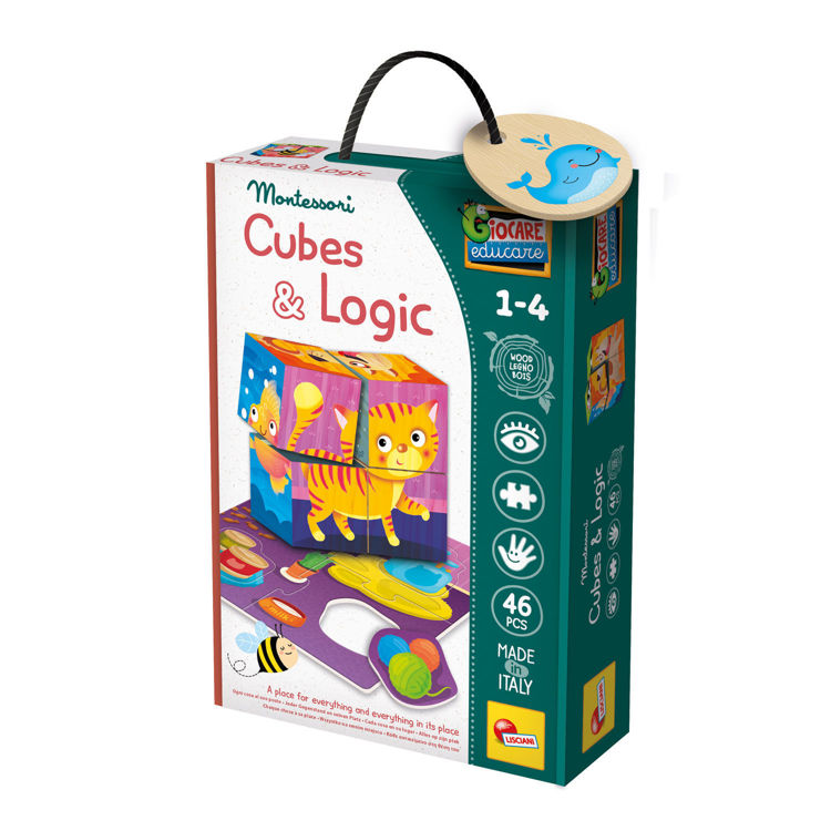 Εκπαιδευτικό παιχνίδι Μοντεσσόρι ξύλινα κυβάκια λογικής 2 σε 1